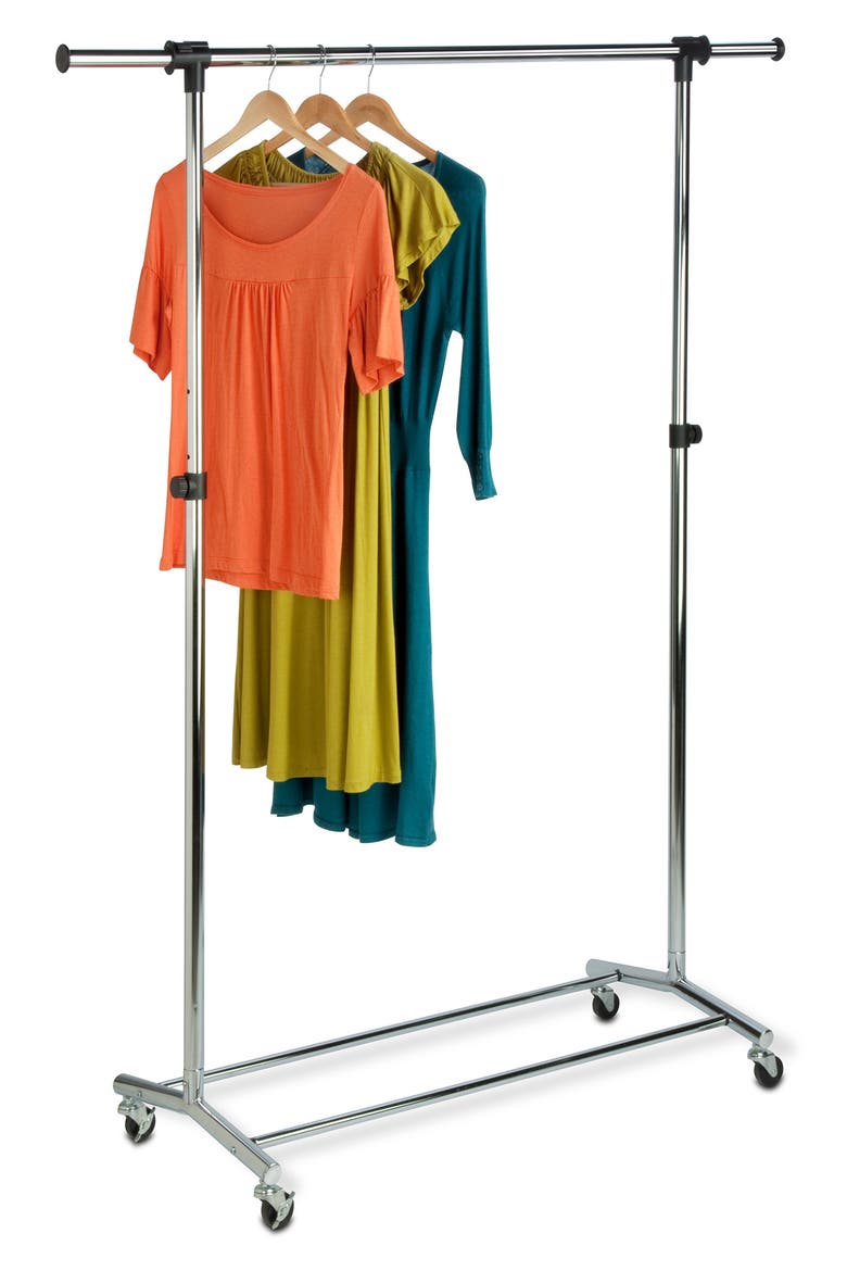 Chrome/Black Adjustable Commercial Garment Rack, Alternate, color, CHROME