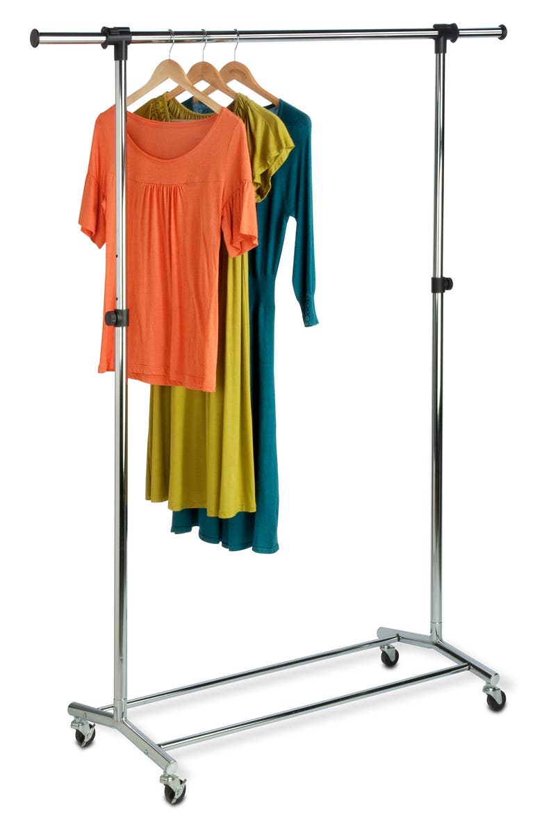 HONEY-CAN-DO Chrome/Black Adjustable Commercial Garment Rack, Alternate, color,