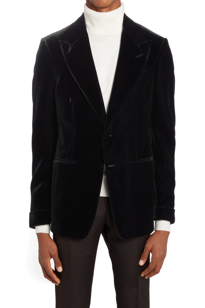 Shelton Fluid Velvet Cocktail Jacket, Main, color, BLACK