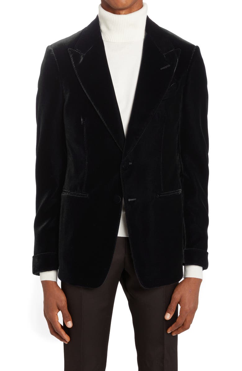 TOM FORD Shelton Fluid Velvet Cocktail Jacket, Main, color, Black