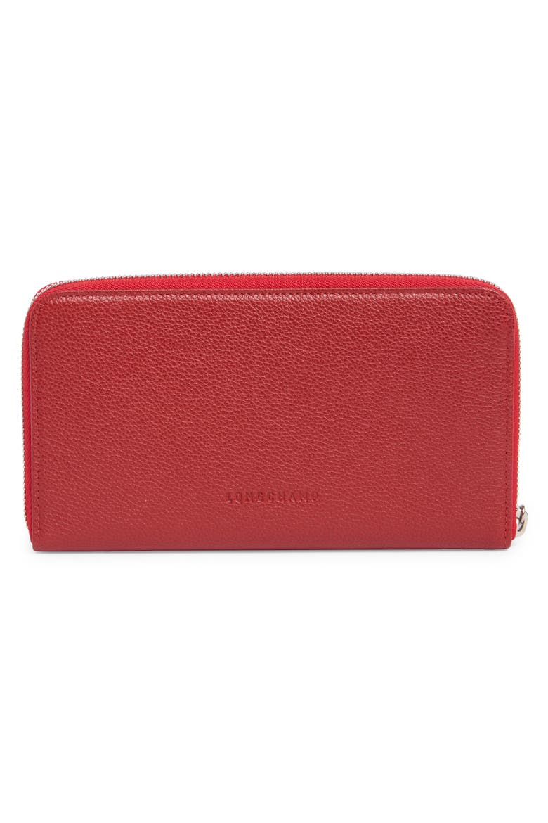 Zip Around Leather Wallet, Alternate, color, VERMILLION