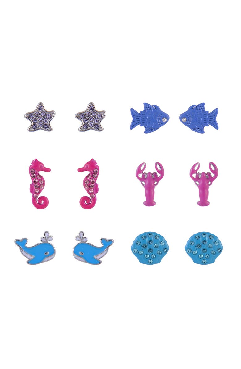 Hallmark 6 Pack Sea Life Stud Earring Set, Alternate, color, Multicolored