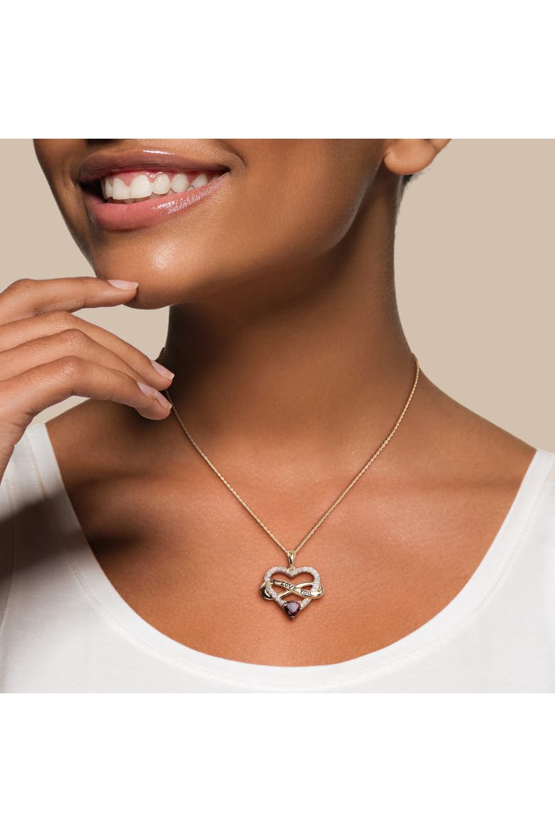 Color Zirconia Infinity Heart Necklace Yellow-Plated, Alternate, color, Red CZ