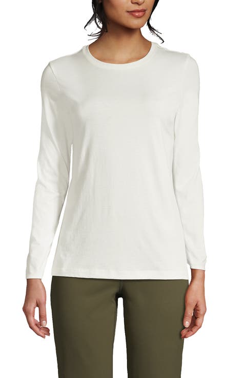 Plus Size Relaxed Supima Cotton Long Sleeve Crew Neck T-Shirt