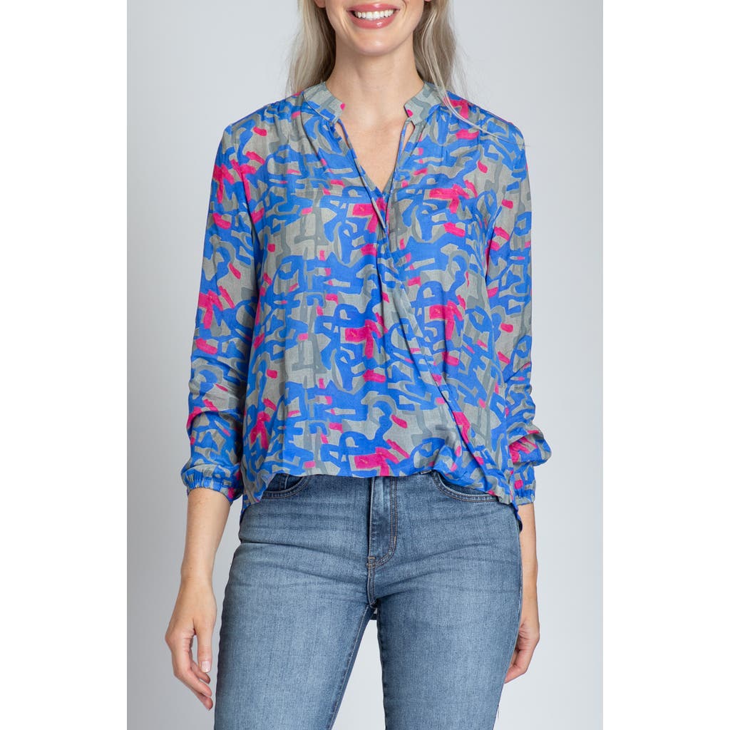 Apny Crossover Tassel Top In Periwinkle Fuchsia And Gray In Blue Multi