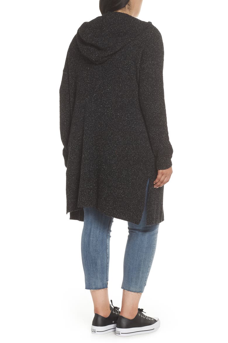 Hooded Cardigan, Alternate, color, BLACK