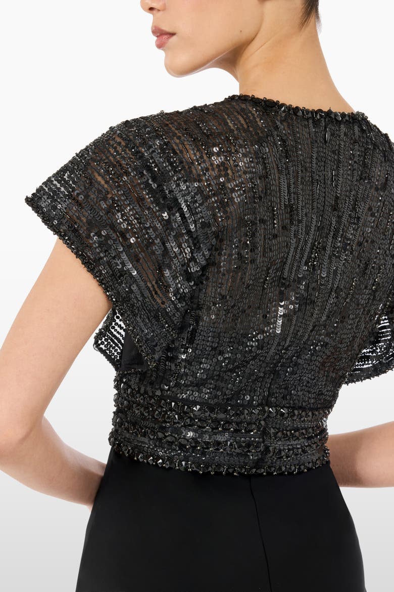 Cary Sequin V-Neck Maxi Dress, Alternate, color, Liquorice