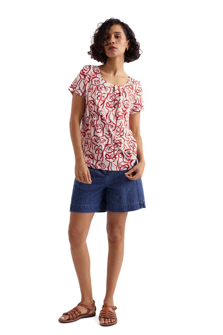 Appletree Floral Keyhole T-Shirt, Alternate, color, POPPY STEMS CHALK