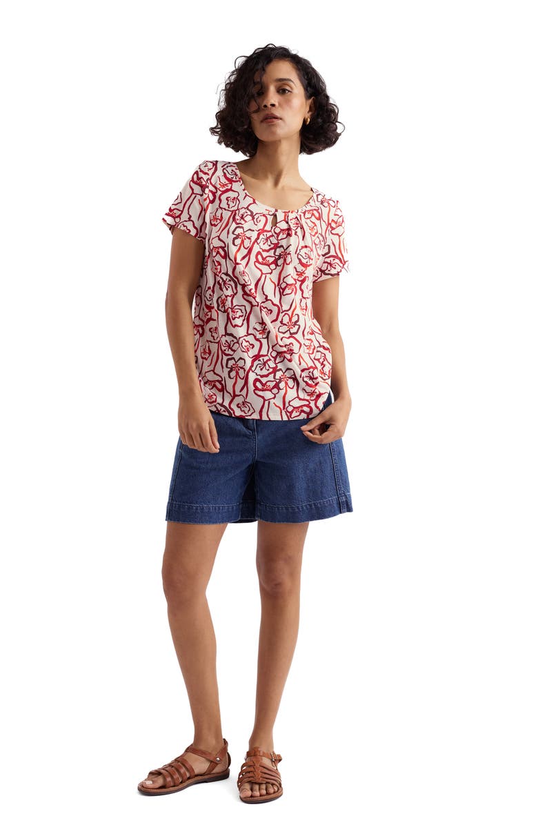 Seasalt Cornwall Appletree Floral Keyhole T-Shirt, Alternate, color,