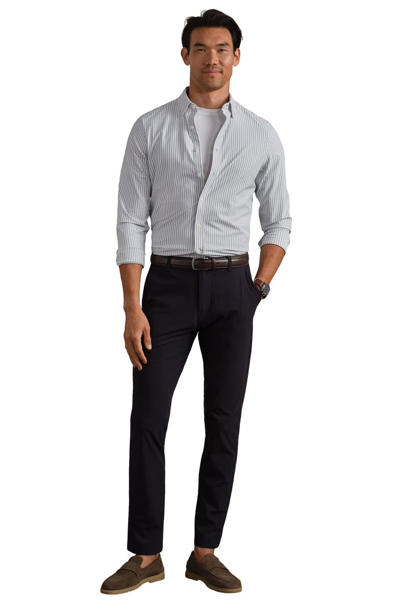 Rhone Commuter Slim Fit Striped Performance Shirt, Alternate, color, Sleet Gray Madison Stripe