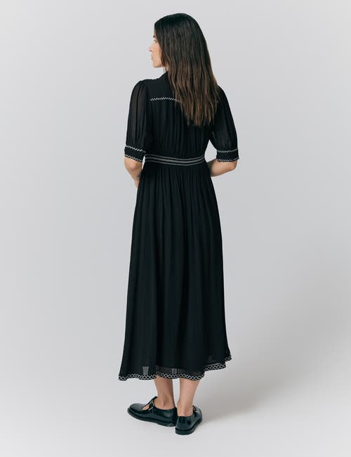 Ghost London Emma Georgette Embroidered Midi Dress In Black