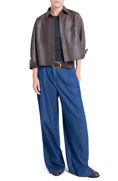 Twp Little Big Joe Leather Button-up Shirt In Brown