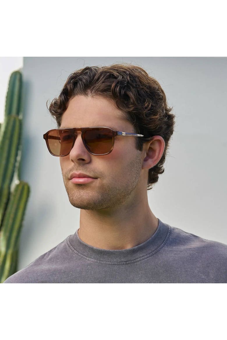 Emerson - 53mm Aviator Polarized Sunglasses, Alternate, color, Terracotta Brown