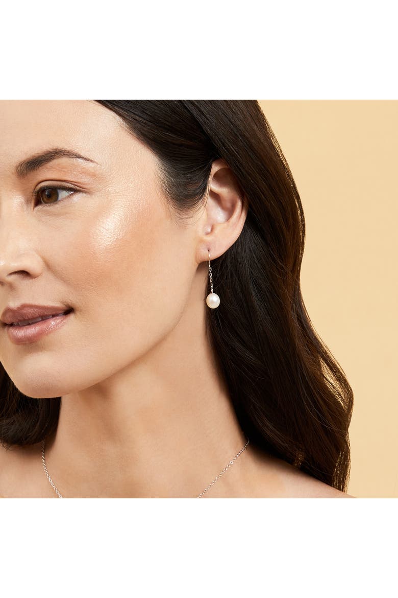 14K Gold Drop-Shape Freshwater Pearl Lila Tincup Earrings, Alternate, color, White Gold