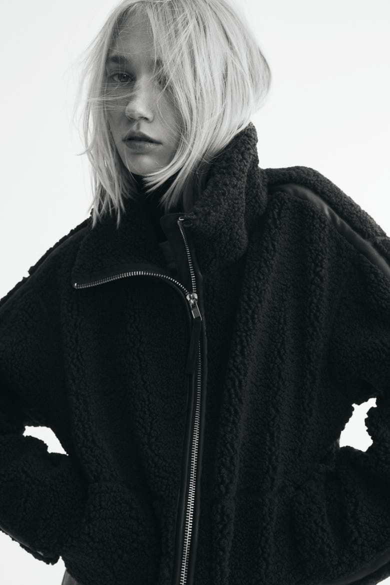 Oversized Teddy Fleece Jacket, Alternate, color, Dark brown