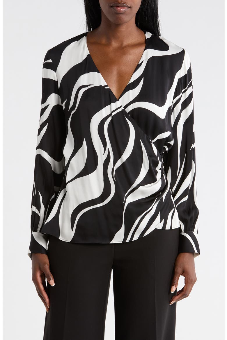 The Estelle Wrap Front Silk Blend Top, Main, color, WILDSIDE