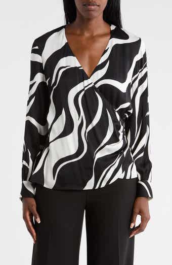 Elie Tahari The Estelle Wrap Front Silk Blend Top