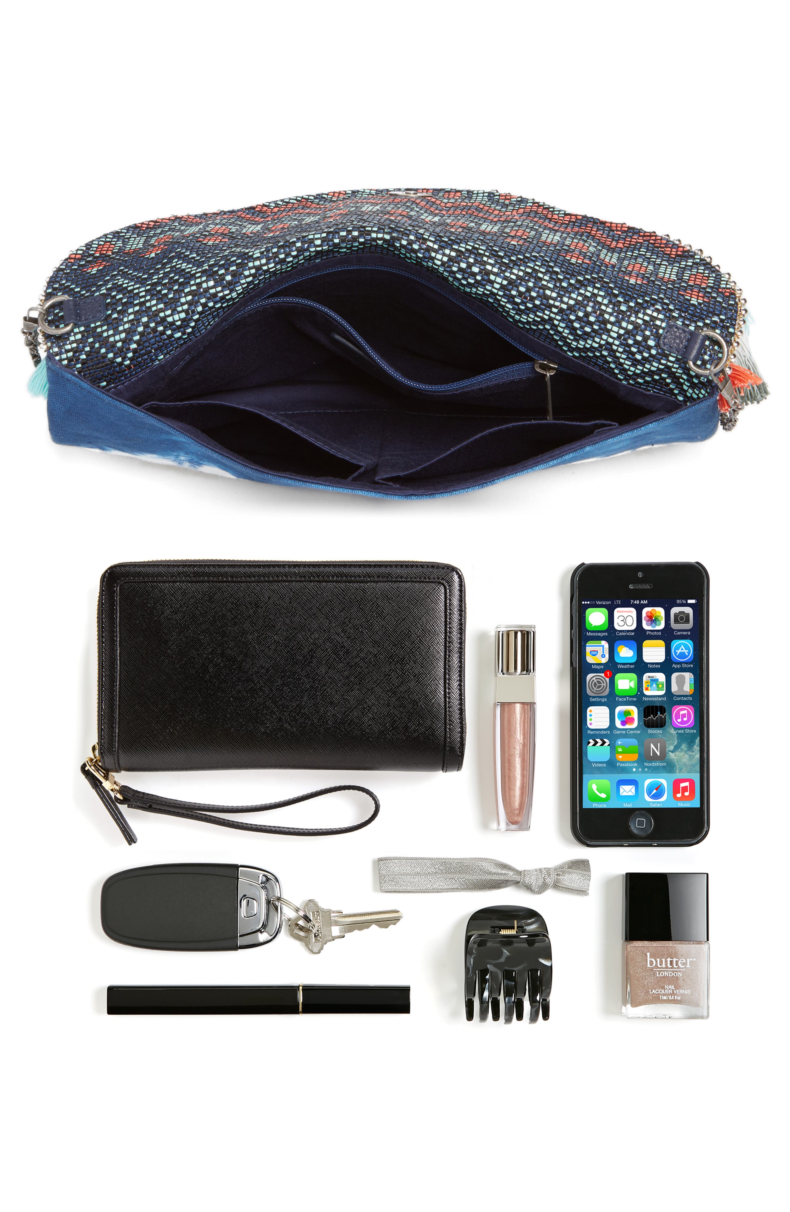 STEVEN by Steve Madden Josa Tassel & Bead Clutch, Alternate, color, 