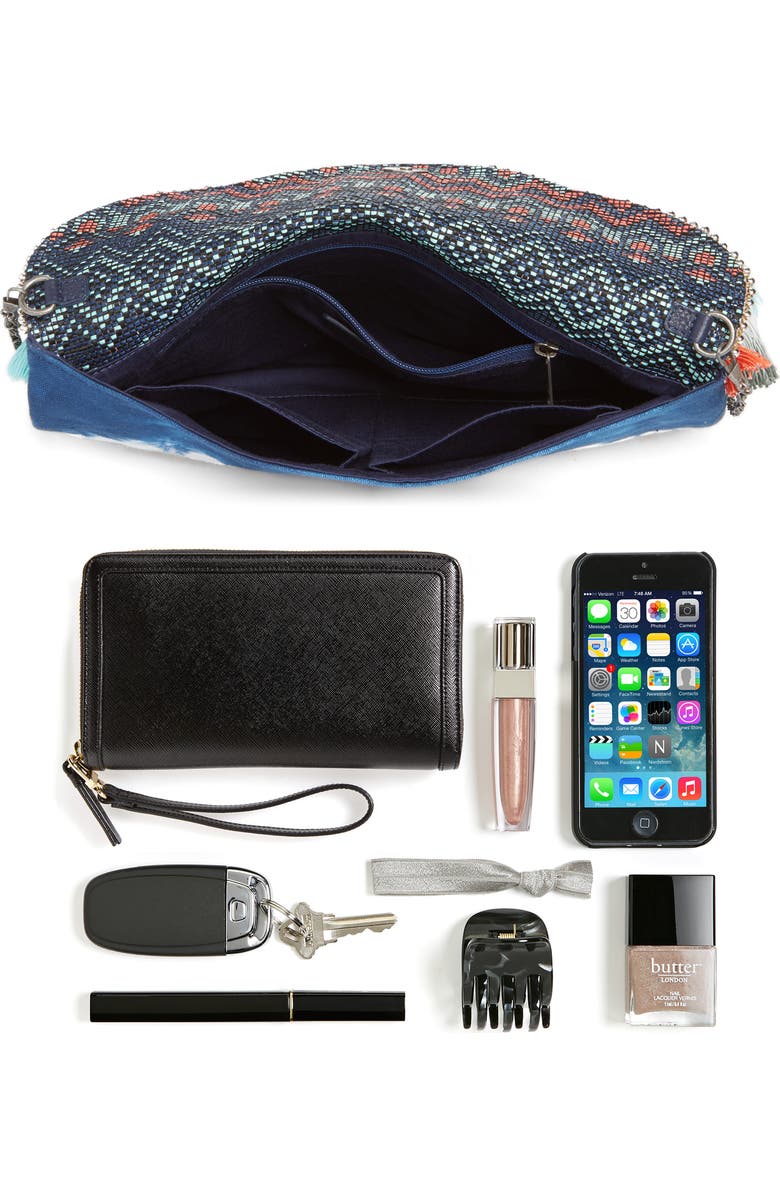 STEVEN by Steve Madden Josa Tassel & Bead Clutch, Alternate, color,