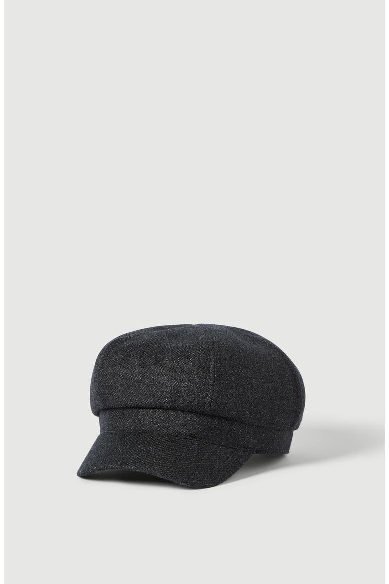 Mouliné virgin wool twill newsboy cap, Main, color, Anthracite