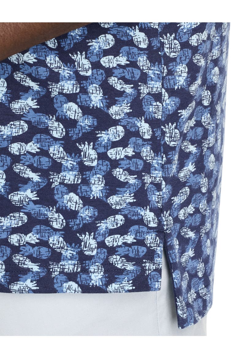 Big & Tall Pineapple Print Polo Shirt, Alternate, color, BLUE