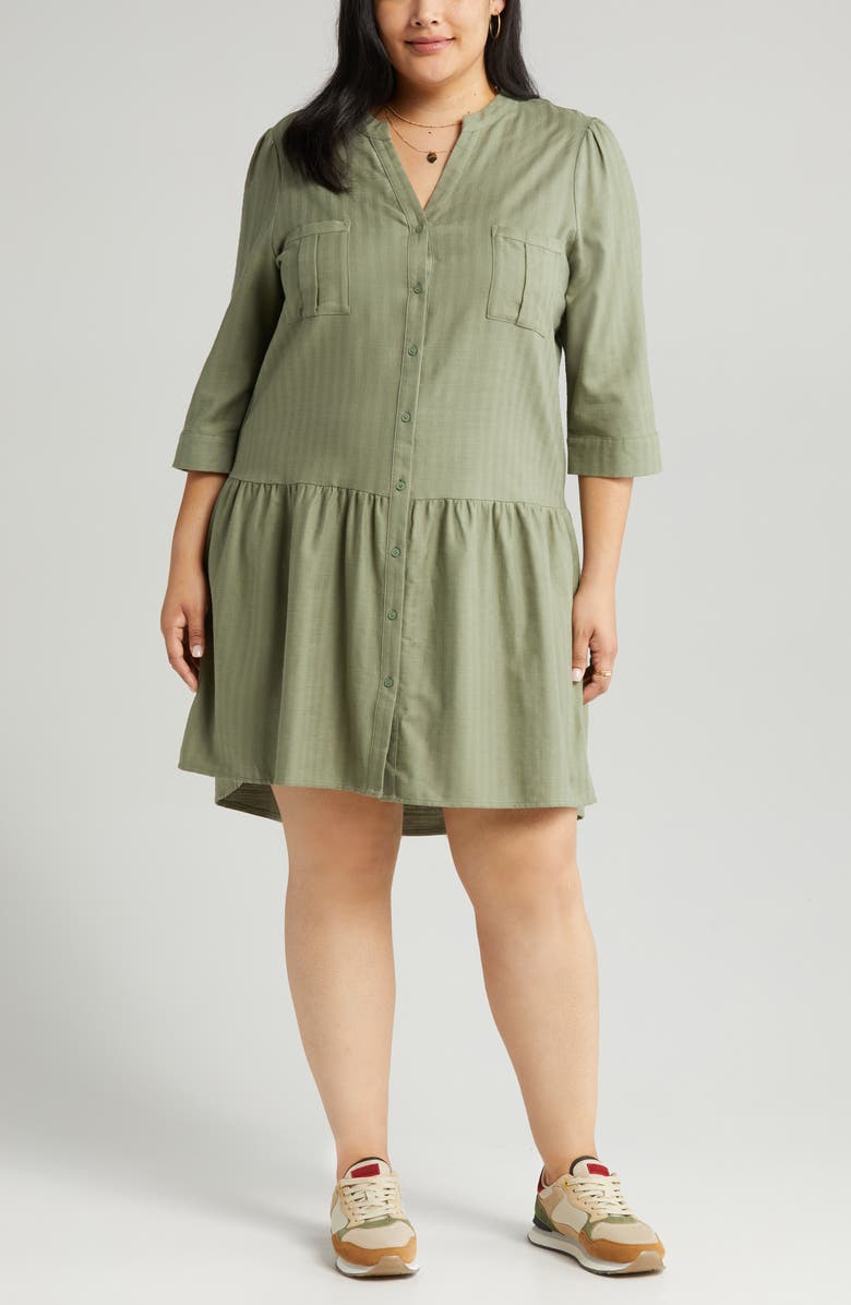 Caslon<sup>®</sup> Pocket Drop Waist Cotton Blend Dress, Alternate, color,