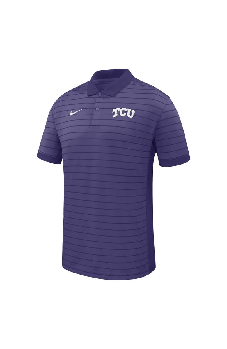 Nike Men's Nike Purple TCU Horned Frogs 2025 Early Season Coaches Sideline Victory Stripe Performance Polo, Alternate, color, Purple