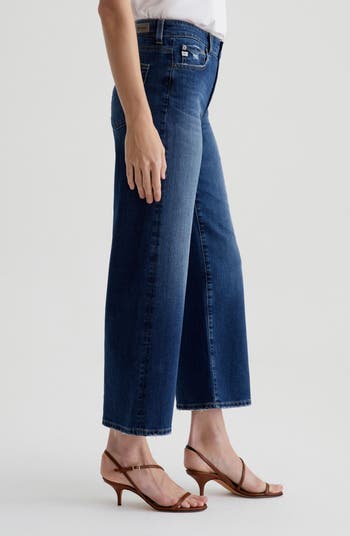 Saige Paneled Raw Hem Ankle Wide Leg Jeans