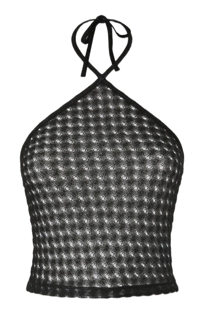 Missoni Top In Lamé Viscose With Raschel Workmanship And Halter Neckline, Alternate, color, Black