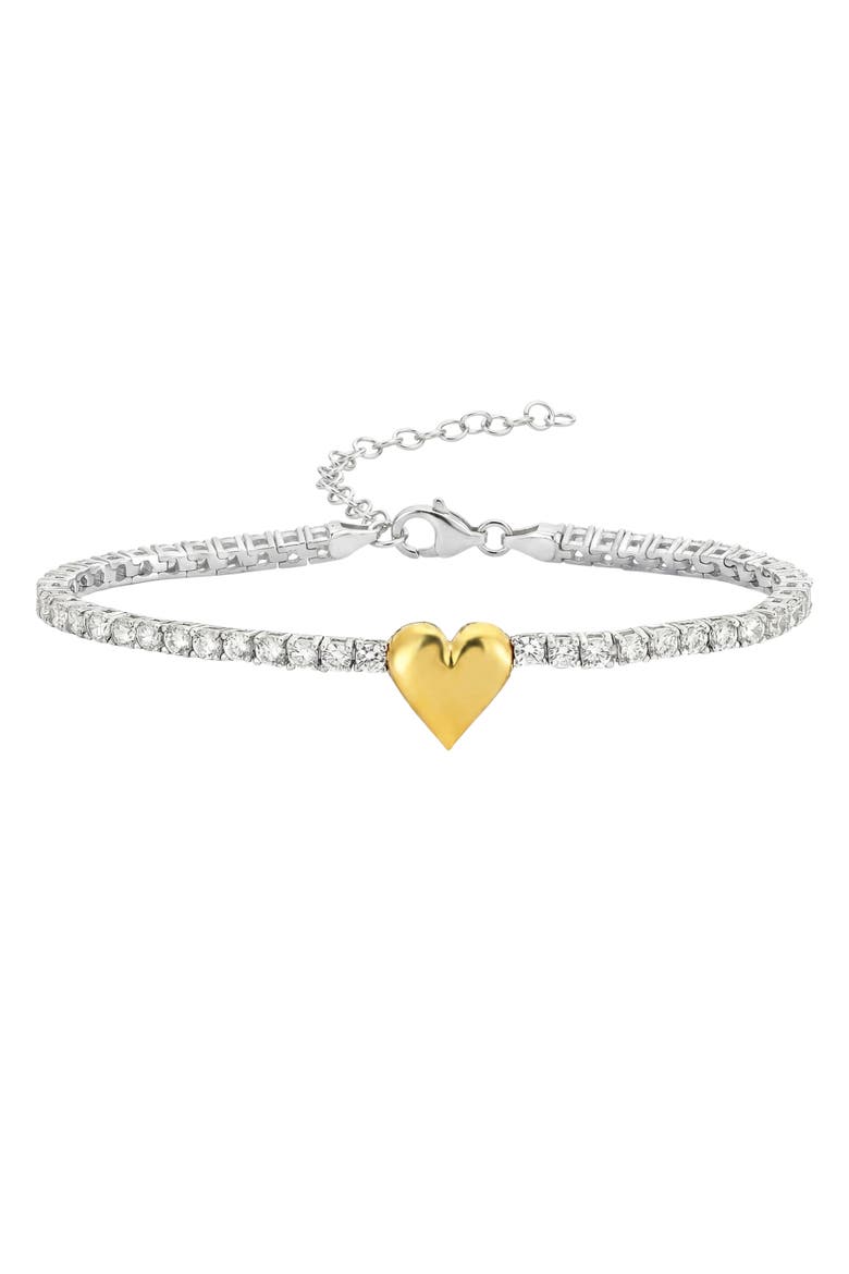 Sterling Silver Heart Tennis Bracelet, Main, color, Silver