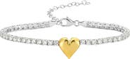 Spero London Sterling Silver Heart Tennis Bracelet
