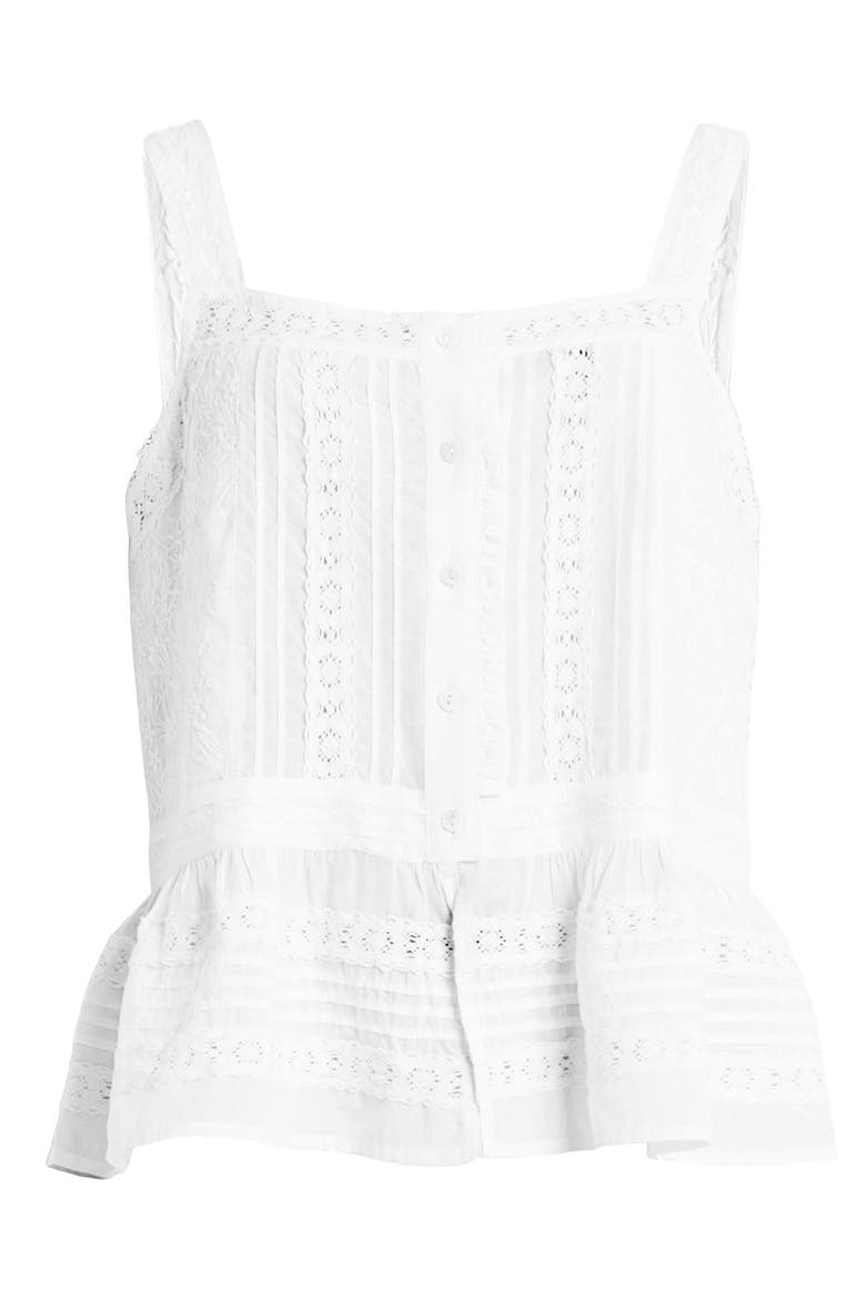 Catalina Peplum Pintuck Lace Detail Top, Alternate, color, OFF WHITE