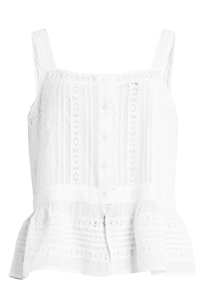 AllSaints Catalina Peplum Pintuck Lace Detail Top, Alternate, color, 