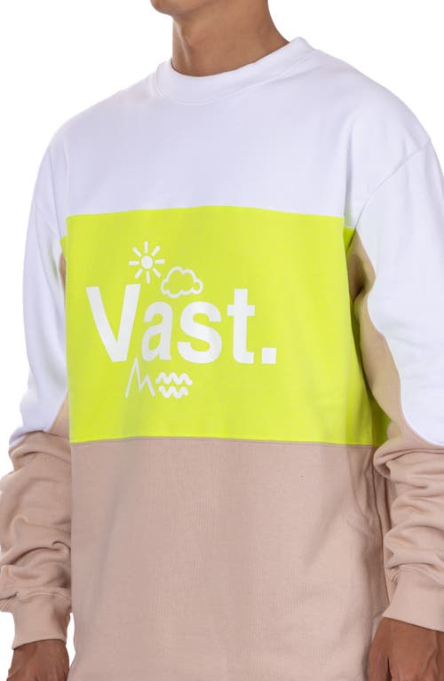 Vast Colorblock Lifestyle Crewneck Logo Graphic Sweatshirt In Safety Yellow Multi