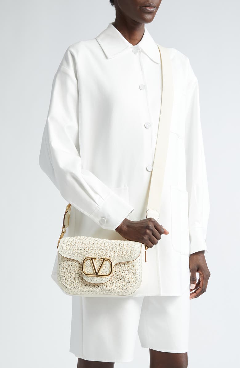 Valentino Garavani VLOGO Alltime Woven Leather Shoulder Bag, Alternate, color,