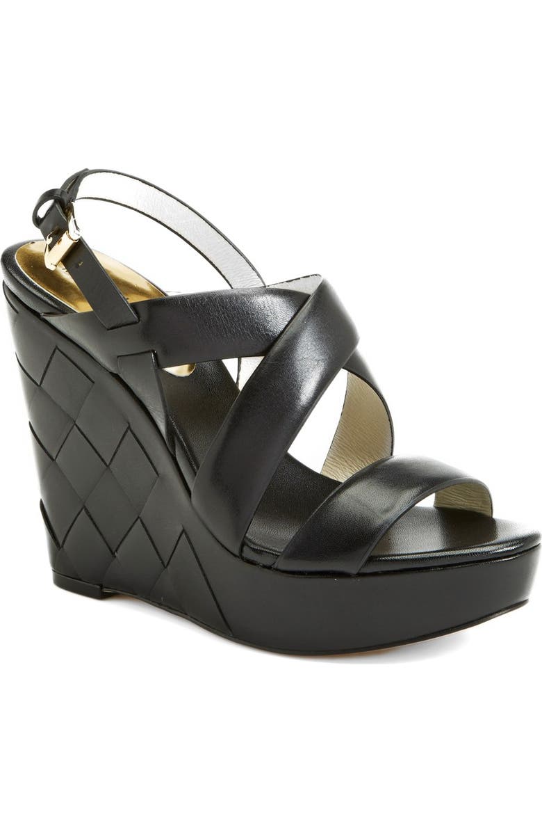 MICHAEL Michael Kors 'Bennet' Leather Wedge Sandal, Main, color,