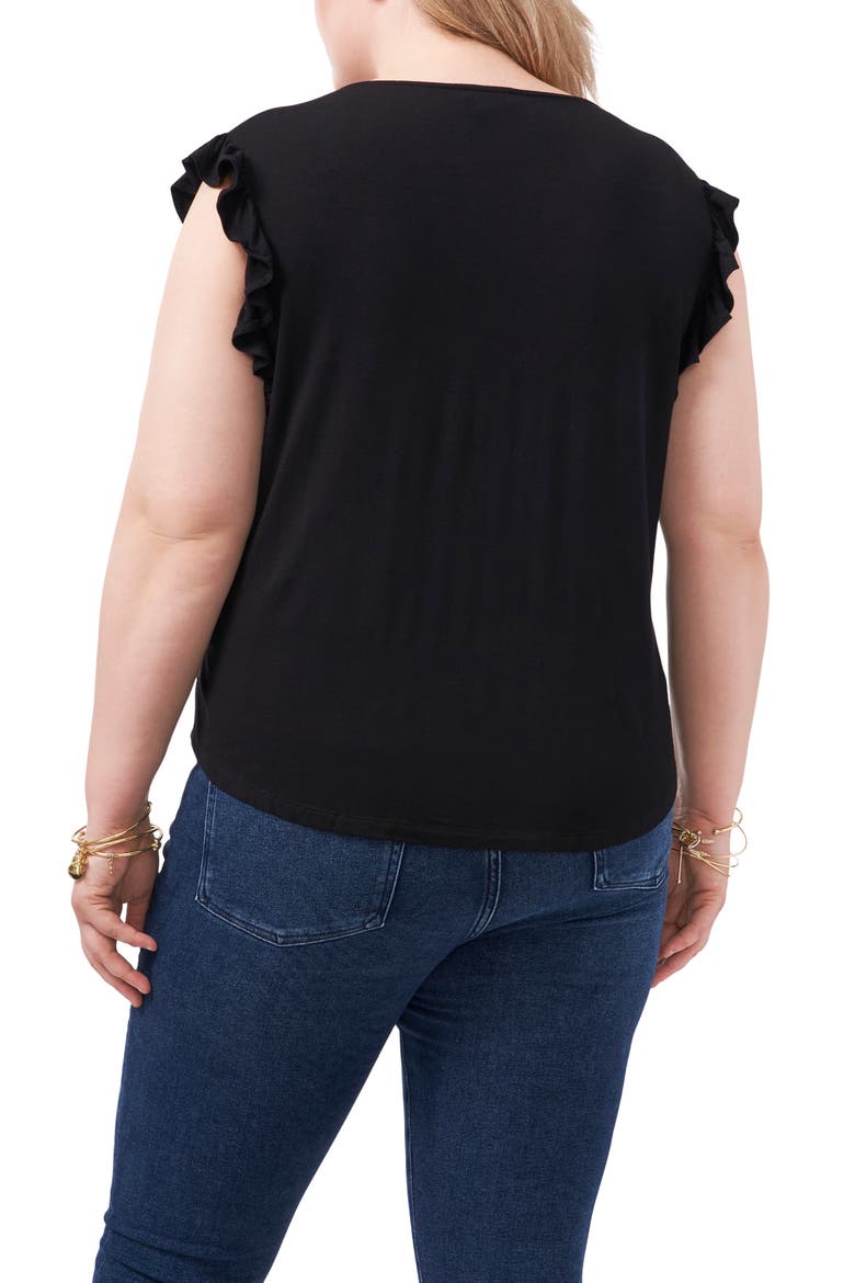 V-Neck Ruffle Knit Top, Alternate, color, RICH BLACK