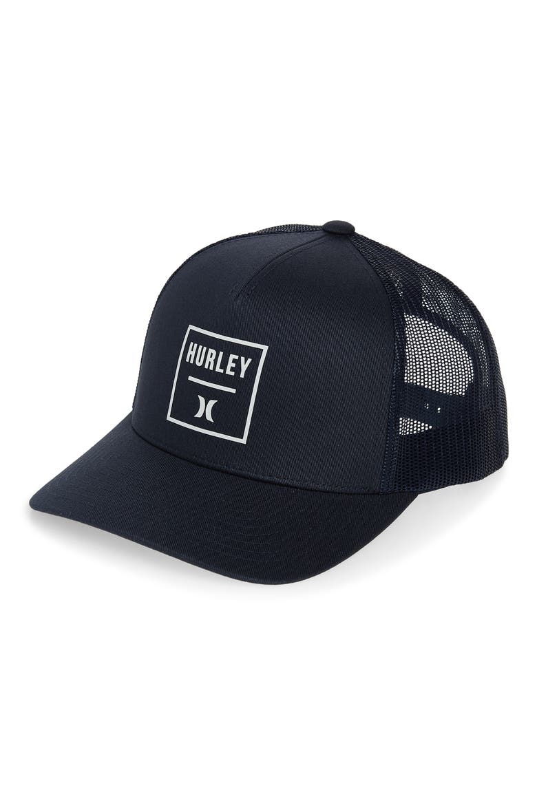 Square Trucker Hat, Main, color, NAVY