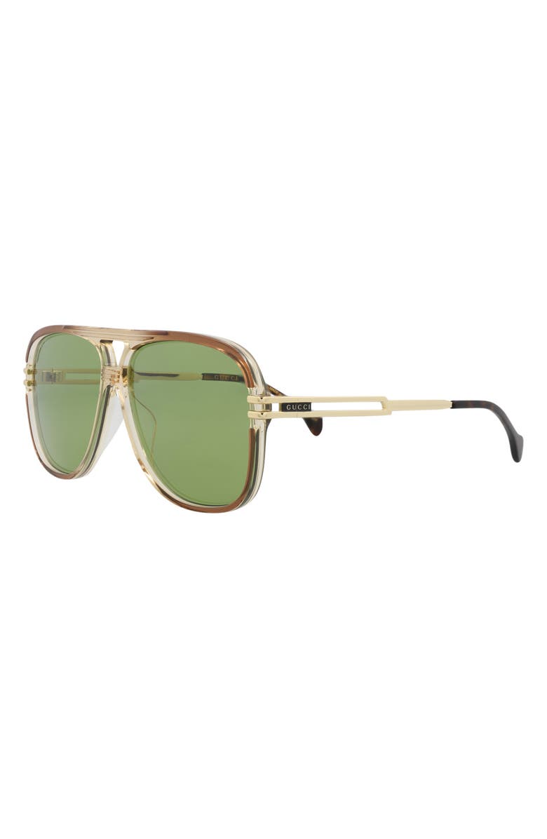 Gucci Novelty 63mm Oversize Aviator Sunglasses, Alternate, color, 