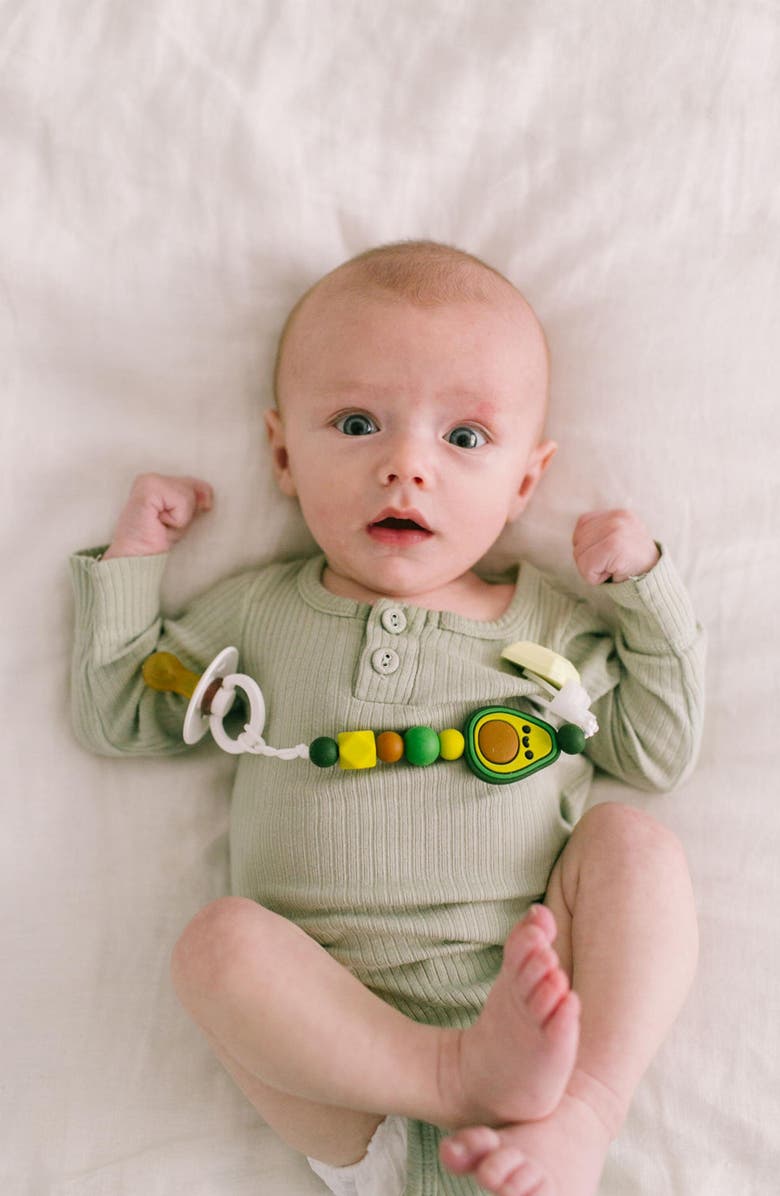 Loulou Lollipop Silicone Teether & Pacifier Clips Set, Alternate, color, Avocado/ Taco