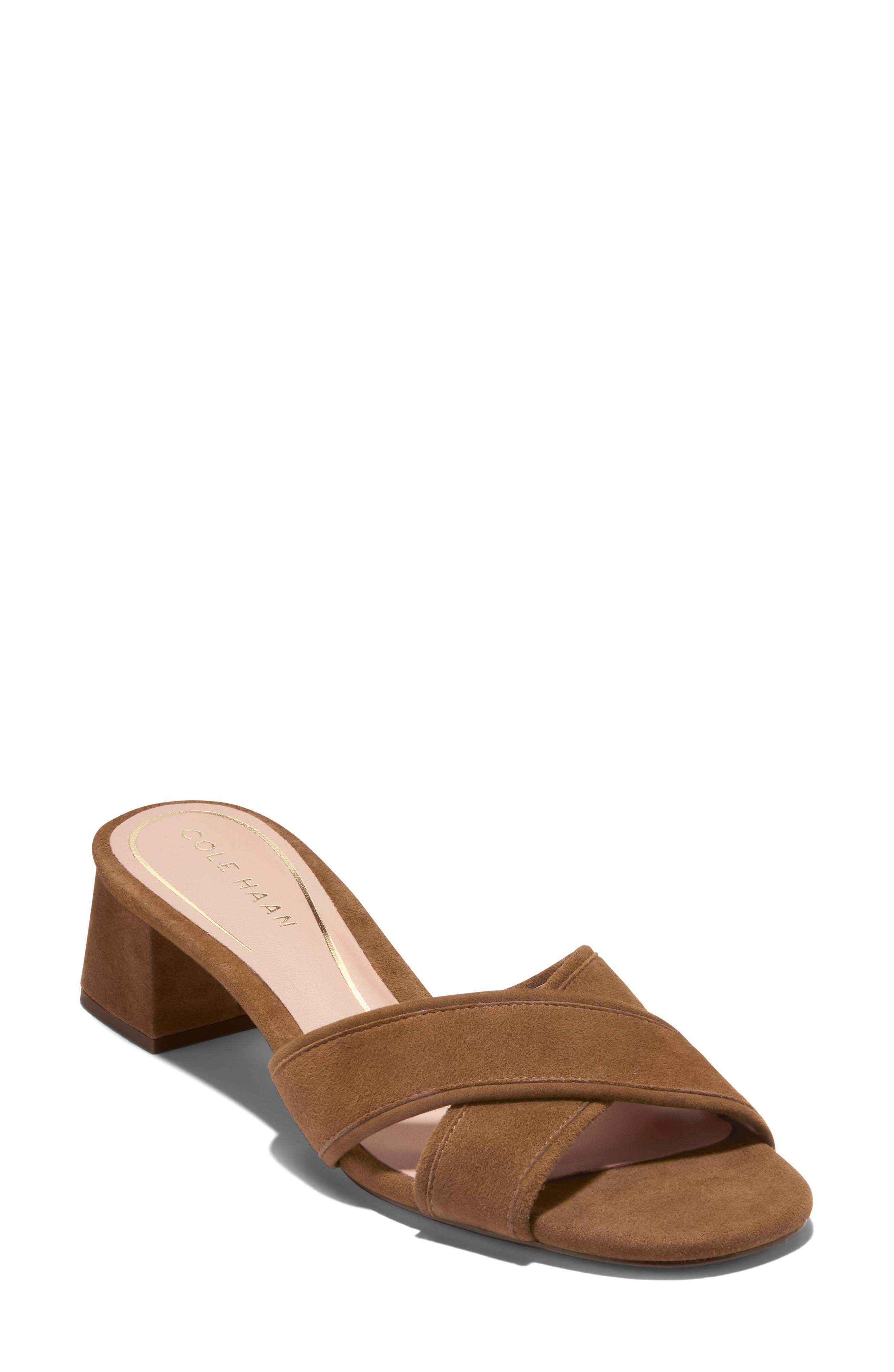 Landon Block Heel Sandal, Main, color, SPICED BROWN SUEDE