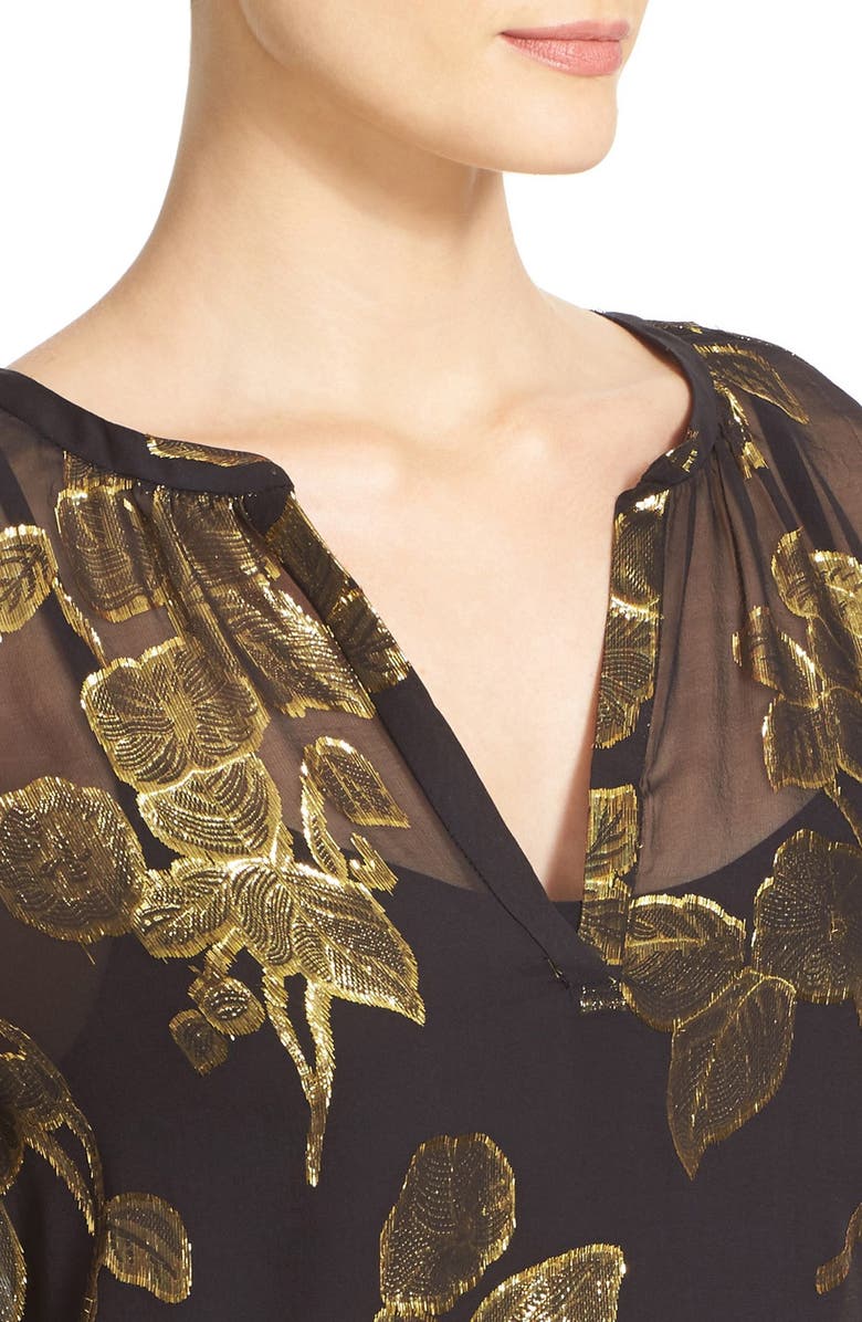 Joie 'Vashti' Metallic Silk Print Popover Top, Alternate, color,