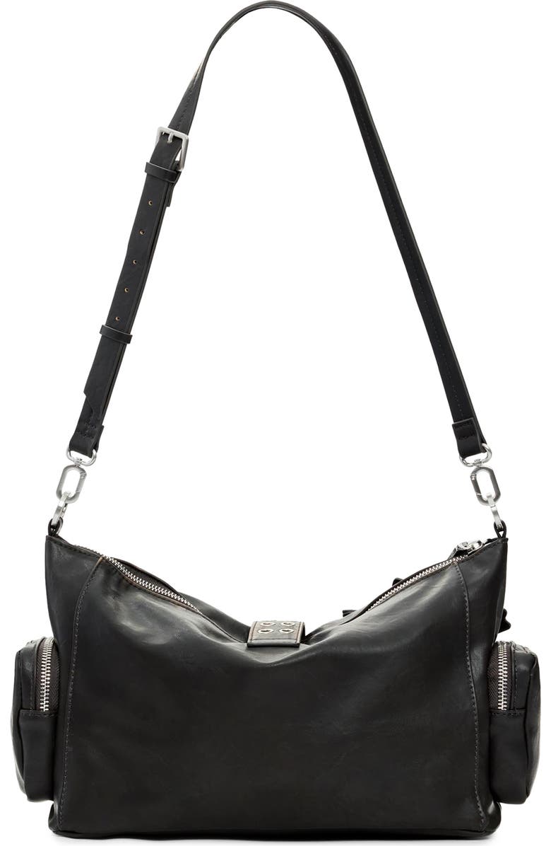 Desigual Medium Floral Appliqué Faux Leather Shoulder Bag, Alternate, color, Dark Brown