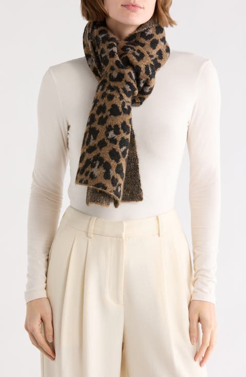 Leopard Print Fuzzy Scarf