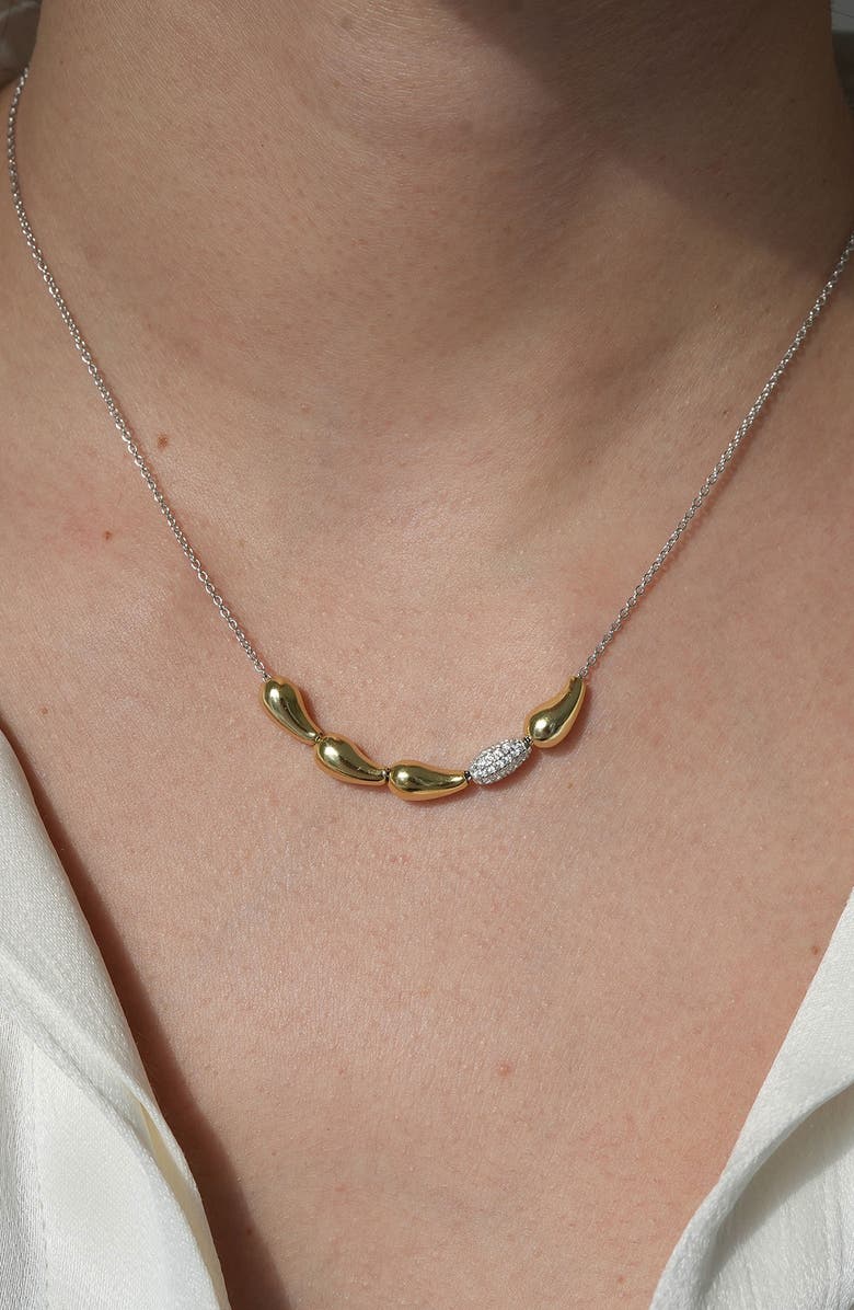 Argento Vivo Sterling Silver Puffy and Pavé Necklace, Alternate, color, Gold/ Silver