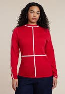 ELOQUII Contrast Line Detail Turtleneck Sweater