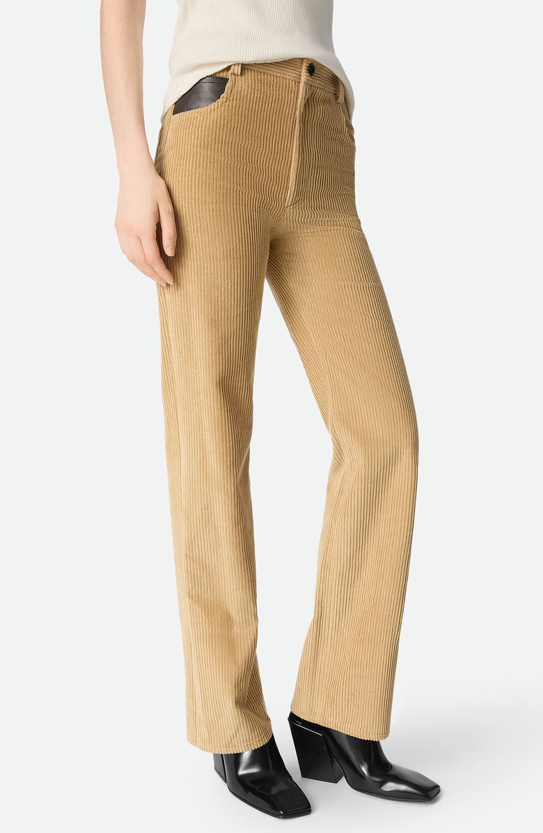 Bottega Veneta Leather Patch Corduroy Pants, Main, color, 1434 Pale Oak