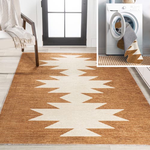 Jonathan Y Chayton Minimalist Geometric Machine-washable Area Rug In Brown