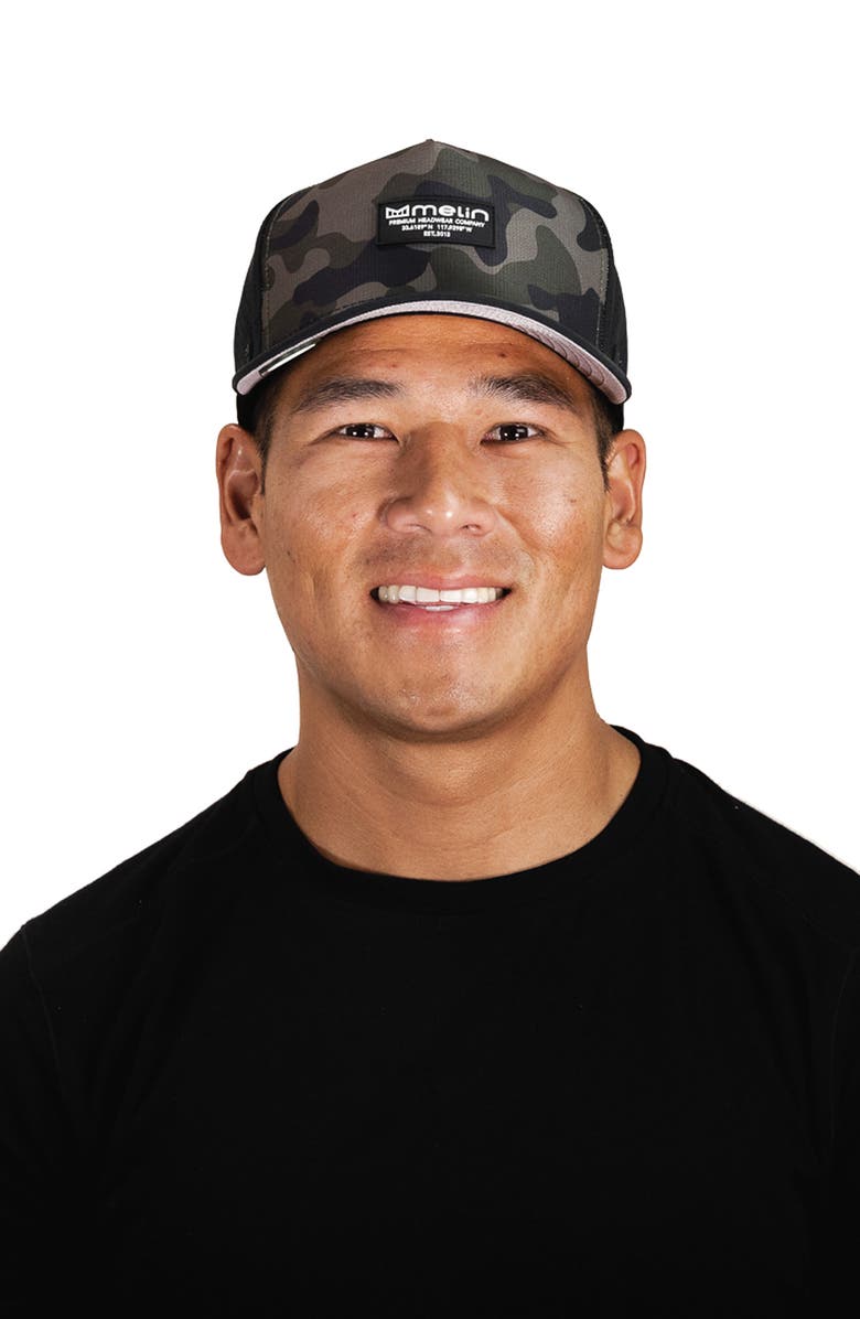 Melin Odysea Brick Hydro Performance Snapback Hat, Alternate, color, Olive Camo Midnight