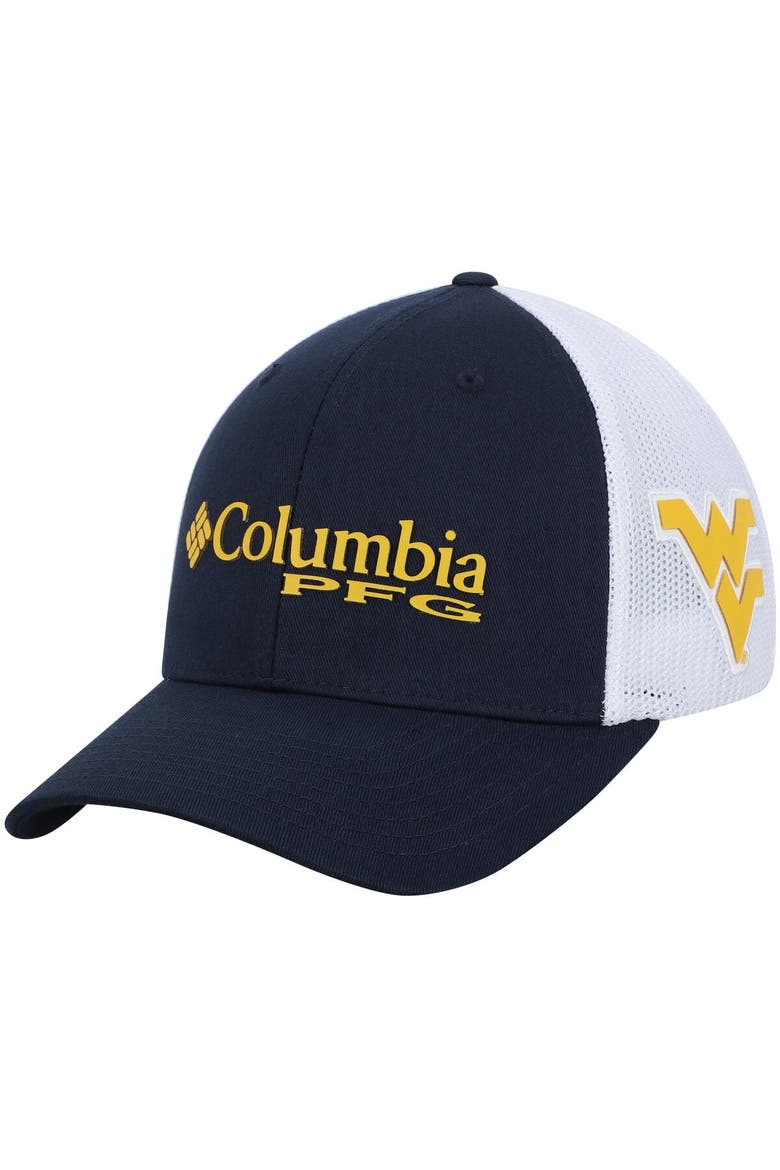 Men's Columbia Navy West Virginia Mountaineers Collegiate PFG Flex Hat, Main, color, NAVY